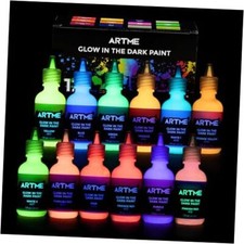 Glow in The Dark Paint, Glow Paint Set of 12 Bright Colors 30ml/1oz, Acrylic
