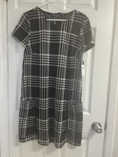 Chaps Black Plaid Dress NWT Size M With Pockets