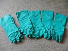 LOT5 PAIR SHOWA BEST NITRA SOLVE GREEN NITRILE GLOVES SIZE 10 CHEMICAL RESISTANT