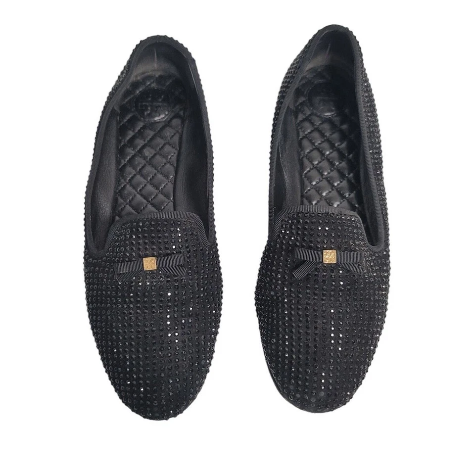 Mocassim Tory Burch azul cristal enfeitado camurça Chandra para fumar tamanho 9,5 - Imagem 4 de 4