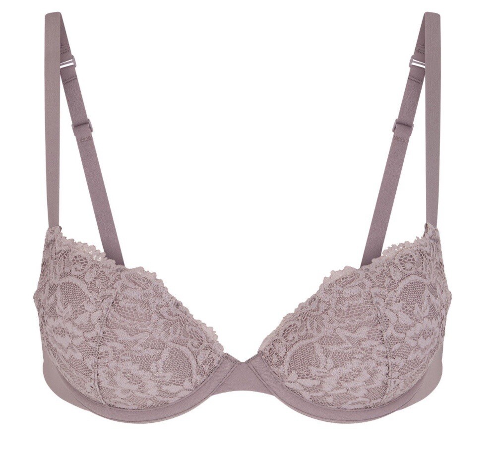 SKIMS Fits Everybody Lace Padded Push Up Demi Bra Size 42C BA-DEM-4666 ZINC BNWT