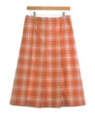 MARNI Knee-length Skirt OrangexWhite Check Pattern 38 Approx. S 2200475397188