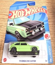 2023 Hot Wheels 1973 Honda Civic Custom 117/250 HKG40 Green Damaged Card