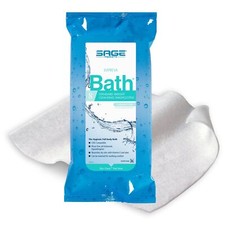 Sage Comfort Bath Rinse-Free Wipes, Aloe, Unscented, Soft Pack BX/30