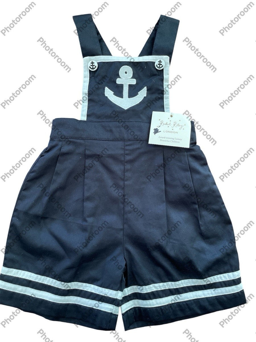 Rachel Riley NWT Navy Nautical Themed Lined Suspender Woven Cotton