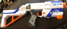 2011 Hasbro Nerf N-Strike Elite Retaliator White  Blue w/ Stock  No Magazine