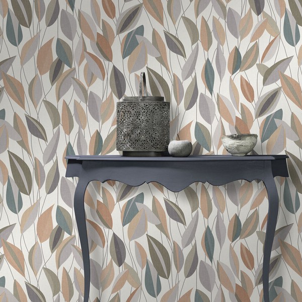 Vliestapete Blattmuster Grafisch Floral Grau Beige GrüN 10431-07 (3,71€/1Qm)-image