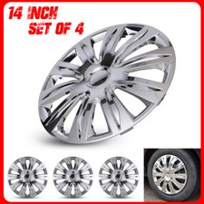 14 Set Of 4 Chrome Wheel Covers Snap On Full Hub Caps Fit R14 Tire Steel Rim 14 Set Of 4 Chrome Wheel Covers Snap On Full Hub Caps Fit R14 Tire Steel Rim