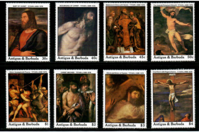 Antigua 1988 - Titian Painting Art - Set of 8 Stamps - Scott #1102-9 ...