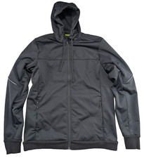 Giacca Specializzata Soft Shell Foderata in Pile Nera Utility con Cappuccio Full Zip Uomo XL