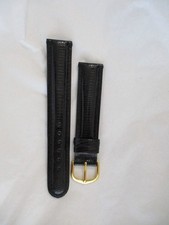 genuine lizard watchstrap watch band strap 18mm black gold exotic