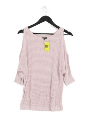 Express Damen Top L Rosa 100% Viskose Langarm Rundhals Basic
