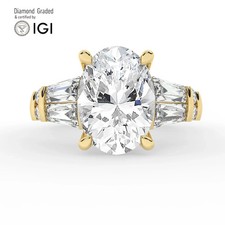 Oval Diamond Engagement Ring 14k Yellow Gold Labgrown 6.35 Ct Solitaire