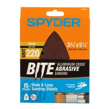 Spyder 3-3/4 in x 5-1/4 in 5-Hole 220 Grit Detail Sanding Sheets 15-Pack 500086