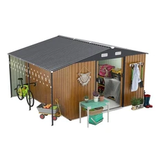 10x12FT Metal Outdoor Storage Shed Extra Large Waterproof Lockable Doors Windows