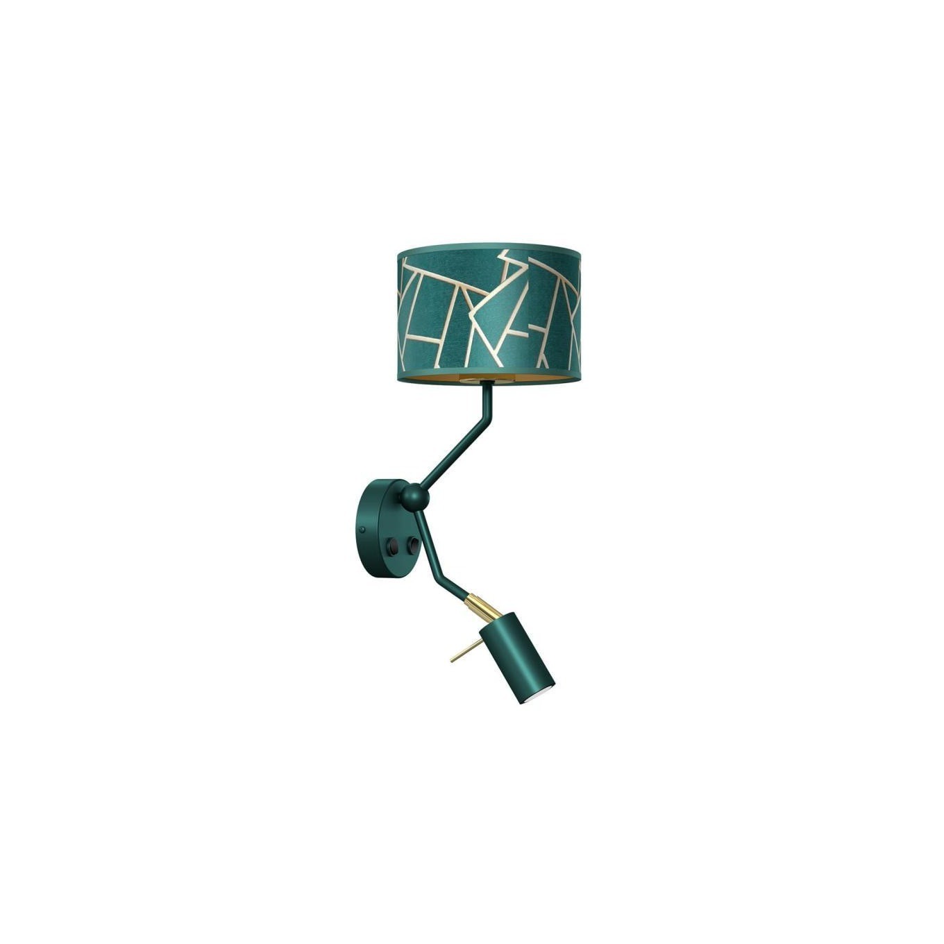 ZIGGY GREEN Wall Light Gold/Bottle Green 1xE27+1x Mini MLP7573