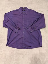 DKNY Long Sleeve Button Down Men's Dress Shirt Size Royal Purple 17 34-35 43