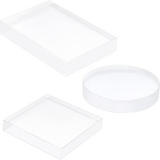 1set 3 pack Clear Polished Acrylic Square Flat Round Rectangle Display