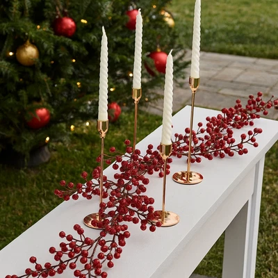 1pc Christmas Berry Stems Artificial Red Berries Xmas Tree Wreath Decor UK