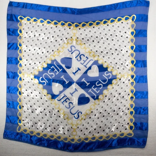 Echarpe I LOVE JESUS femme bleu et blanc SQUARE SCARF 37" x 37" Christian