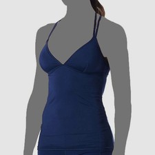 Tyr Women Blue Stretch Scoop-Neck Active Tank Top Swimwear Size M