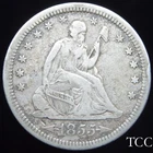 1855 SEATED LIBERTY QUARTER ~ GORGEOUS ORIGINAL 25c COIN ~ FREE SHIPPING ~ TCC