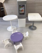 Barbie Kitchen Refrigerator, 2 Large Tables, Small Table  4 Chairs