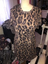 Elegantes Next Leo Leoparden  A-Linie Leichter Chiffon & Mesh Kleid Gr 40/38 Neu