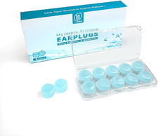 Moldable Silicone Ear Plugs for Sleep and Swim, 5 Pairs, Blue  Reusable nois...