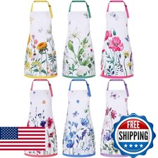 Bencailor 6 Pack Floral Aprons for Women Waterproof Pockets