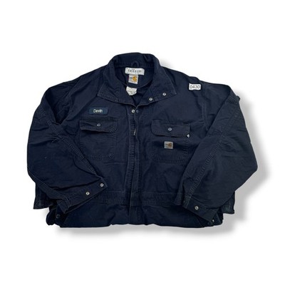 Carhartt FR Overall Navy Flame Resistant Distressed Workwear XL