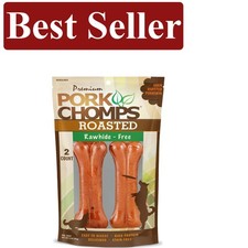 Long-Lasting 4.5" Roasted Pork Skin Dog Treats - 2 Count for Satisfying Chewing