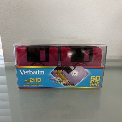 Verbatim DataLife Colors 50 Pack Disks in Storage Case MF 2HD IBM Formatted NEW 