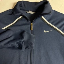 Vintage Nike Track Jacket Full Zip Navy Blue White Stripe Mens Sportswear Small