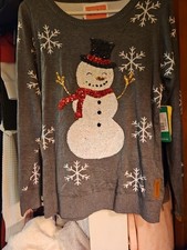 NWT Tipsy Elves Womens Christmas Ugly Sweater Sequin Snowman Knit Sweater Sm