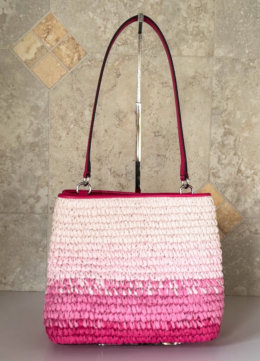 Michael Kors Pratt Medium Bucket Shoulder Tote Bag Straw Ombre