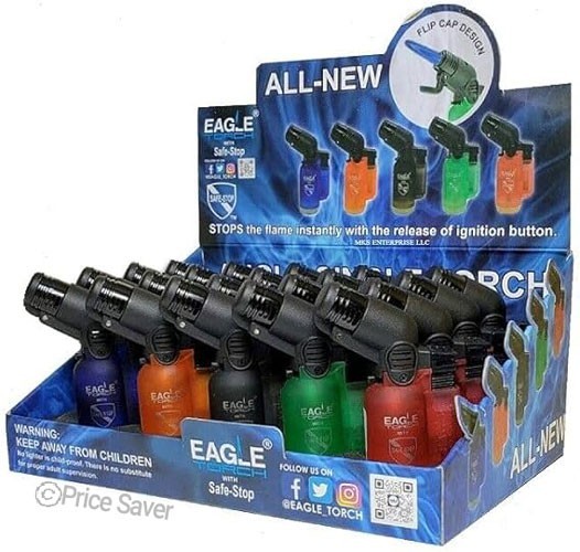 Eagle Jet 45 Degree Angle Flame Butane Torch Lighter Refillable Windproof (3 PK)