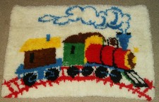 NEW TRAIN LATCH HOOK RUG MACHINE WASHABLE 32" x 23" USA HANDMADE BY ME