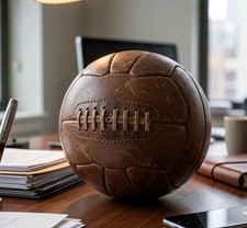1954 World Cup Retro Soccer Ball Size 5 Brown Hand Stitched Fusion Leather