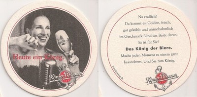 König Pilsener - beer mat ''Today a king - singer with king''