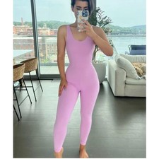Set Active Sportbody Jumpsuit One Piece Pull On Pink Womens Medium