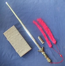 Tai Chi Extendable Telescopic Practice Sword Cloisonne Enamel with Case Tassels
