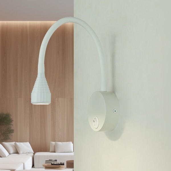 Led Wandleuchte Schalter H: Max. 41,5 Cm Schwanenhals 4100 K Weiß Wandlampe-image