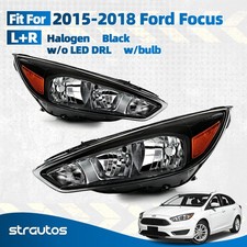 For 2015-2018 Ford Focus Halogen Headlight W Bulb Wo Led Drl Black Left Right