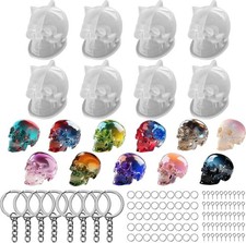 Set of Large  Medium  Small 3D Skull Resin Molds, Flexible Clear Silicone Skul