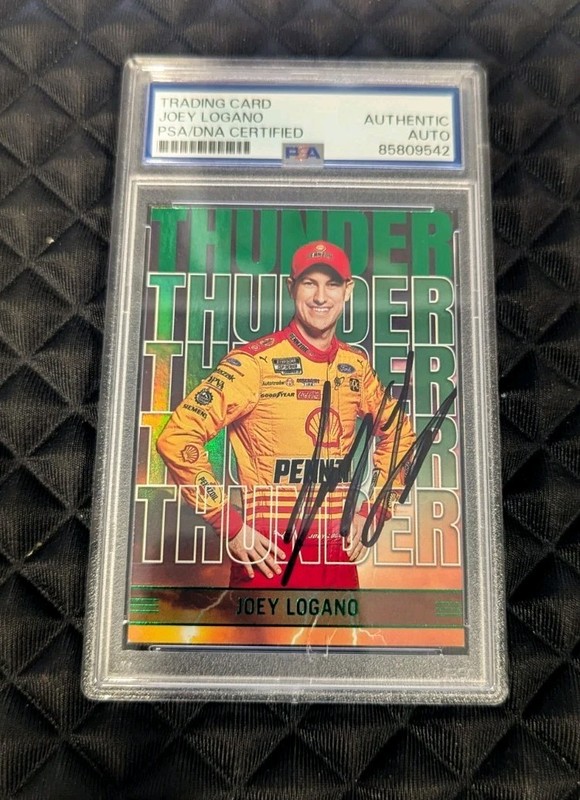 Joey Logano signed Panini Prizm Trading Card PSA DNA Nascar Racing Auto 