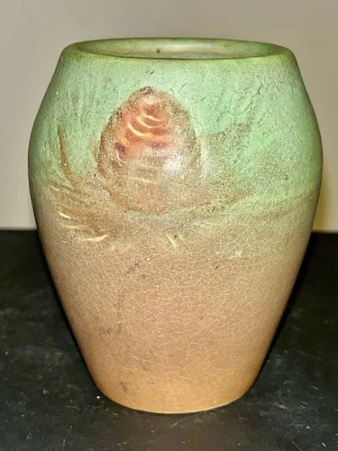 Mint Condition 1905 3.75” Rookwood Pottery Pinecone Vase By Rose Fecheimer.