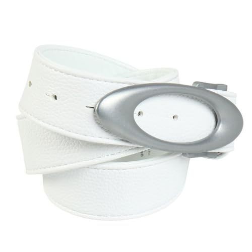 Oakley Ellipse Belt Mens White Faux Pebble Leather Silver Buckle