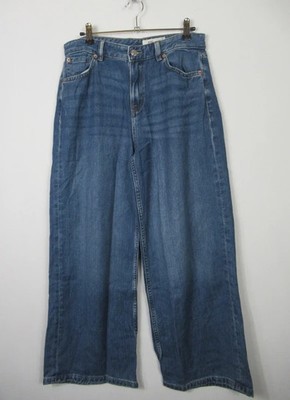 Marks & Spencer Damen lässig mittelhoher Bund weites Bein mittelindigo Jeans Größe 16 Reg
