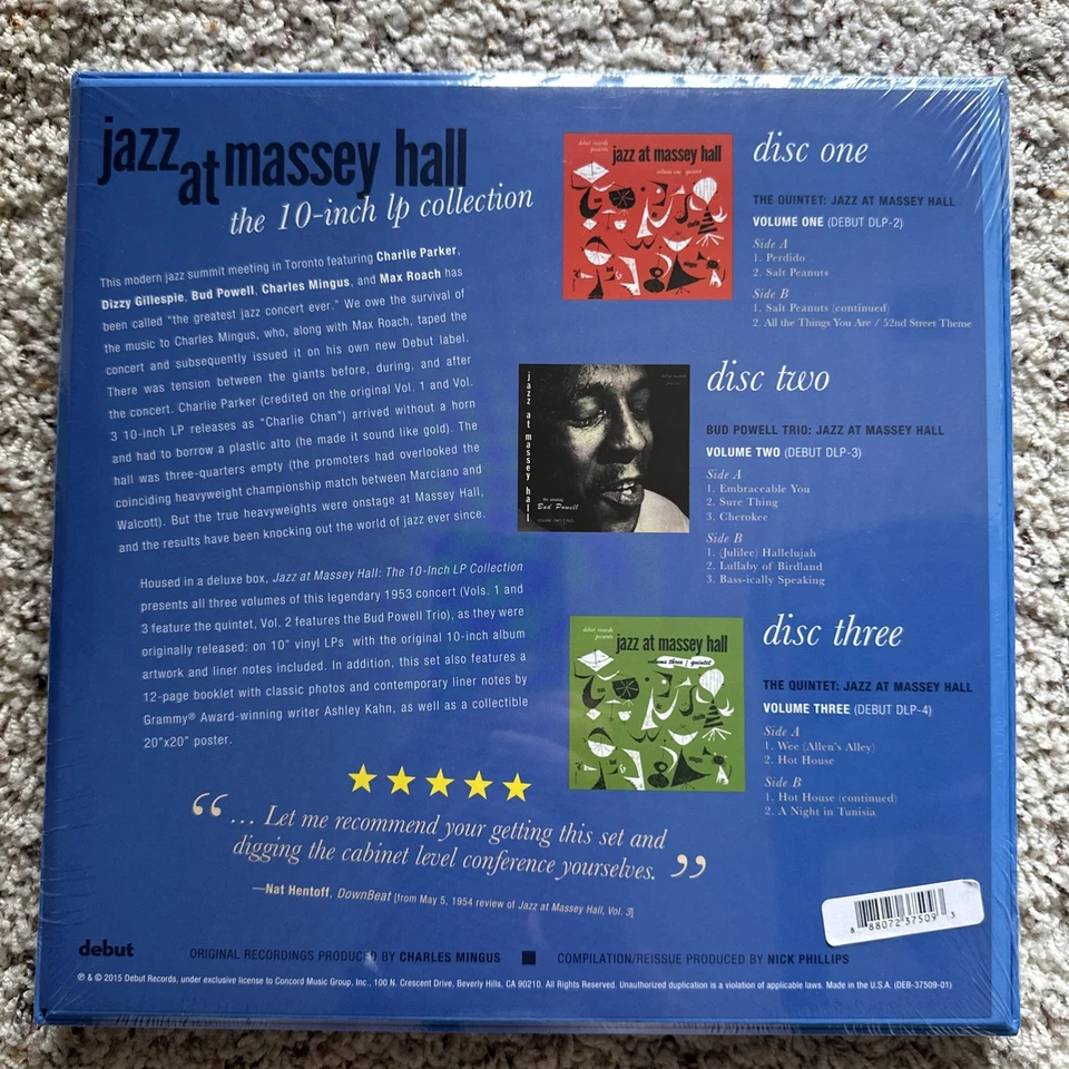 Jazz at Massey Hall: 10-inch LP Collection Box Set Mingus Bud Powell Vinyl - Image 2 of 4